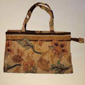 Beaded Embroidered Floral Tapestry Shoulder Bag Boho Purse Zip Top